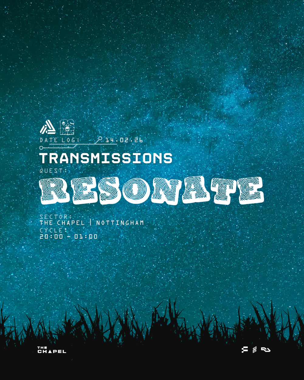 Flyer for Interstellar Audio: Transmissions - RESONATE SPECIAL