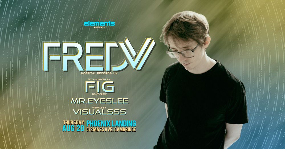 Flyer for Fred V - Boston debut - Hospital Records - KISS FM - UK