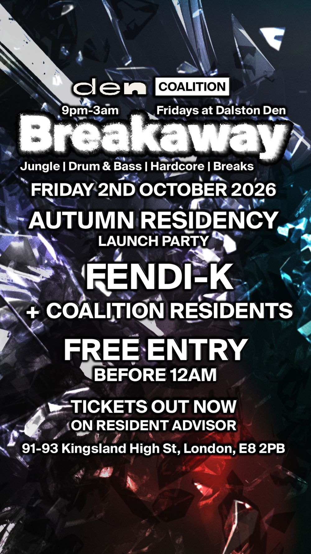 Flyer for Breakaway: Free Entry Before 12am - Breaks / Jungle / Drum & Bass