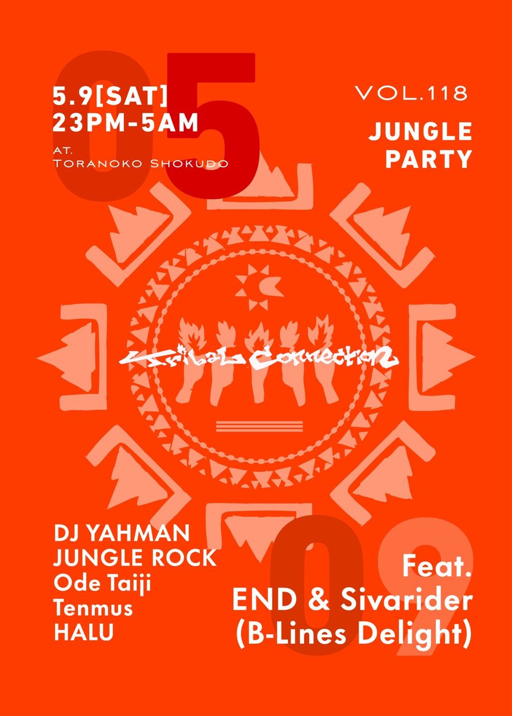 Flyer for JUNGLE PARTY Tribal Connection VOL.118