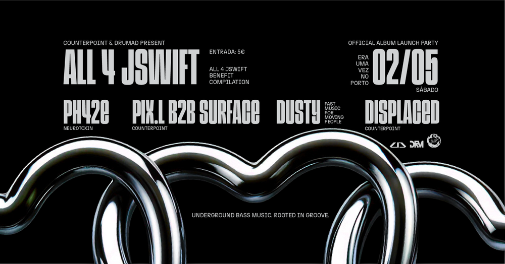 Flyer for Counterpoint & Drumad present — ALL 4 JSWIFT Album Launch