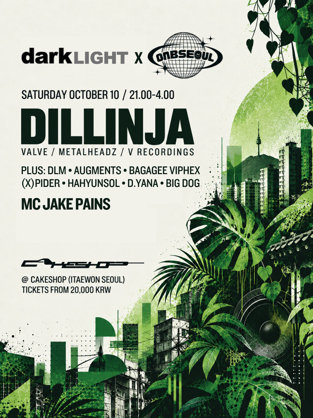 Flyer for Darklight Drum and Bass: Dillinja (Valve, Metalheadz, V Recordings) + Guests
