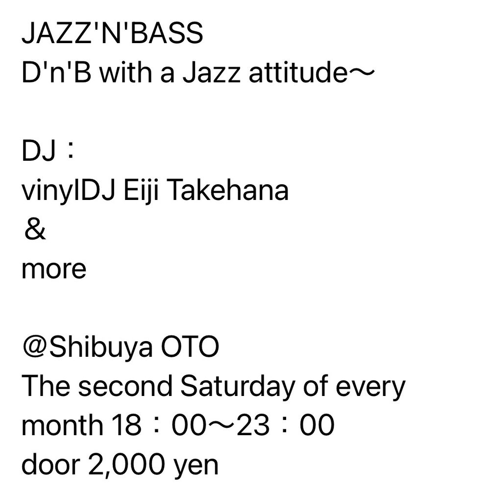 Flyer for JAZZ'N'BASS D'n'B with a Jazz attitude