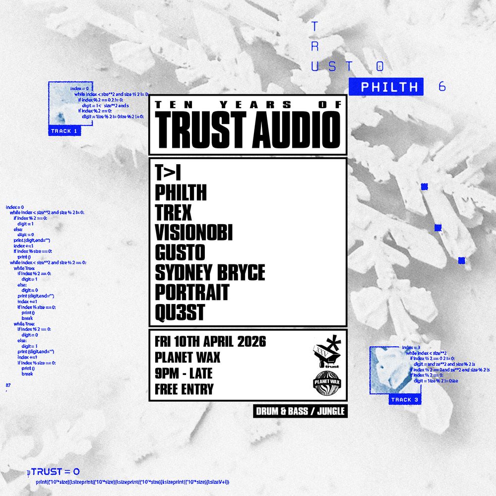 Flyer for 10 Years Of Trust Audio
