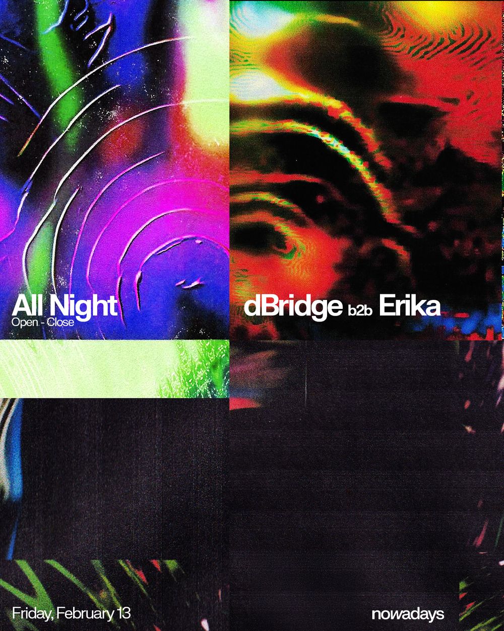 Flyer for dBridge b2b Erika All Night