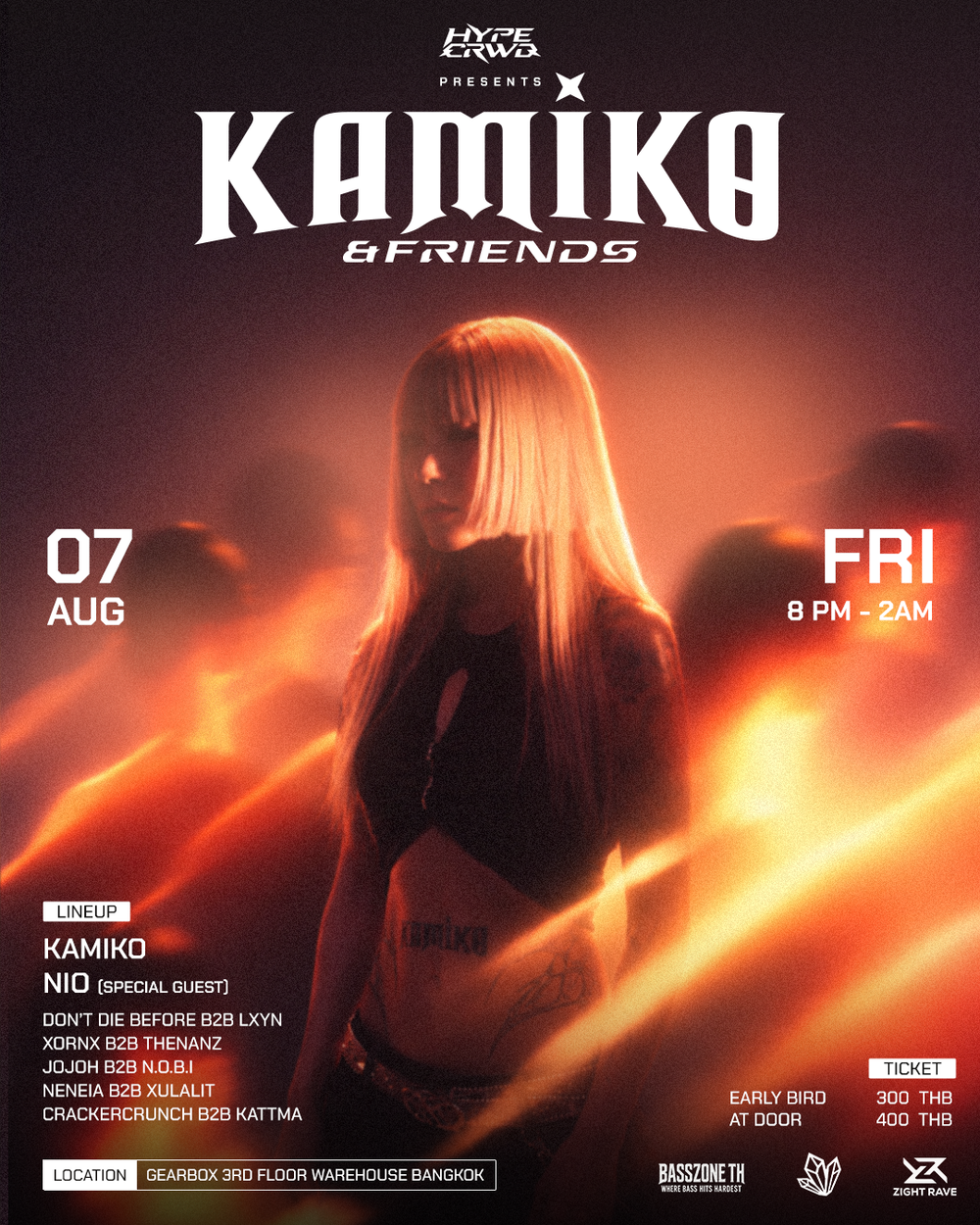 Flyer for HYPE CRWD pres. KAMIKO & Friends