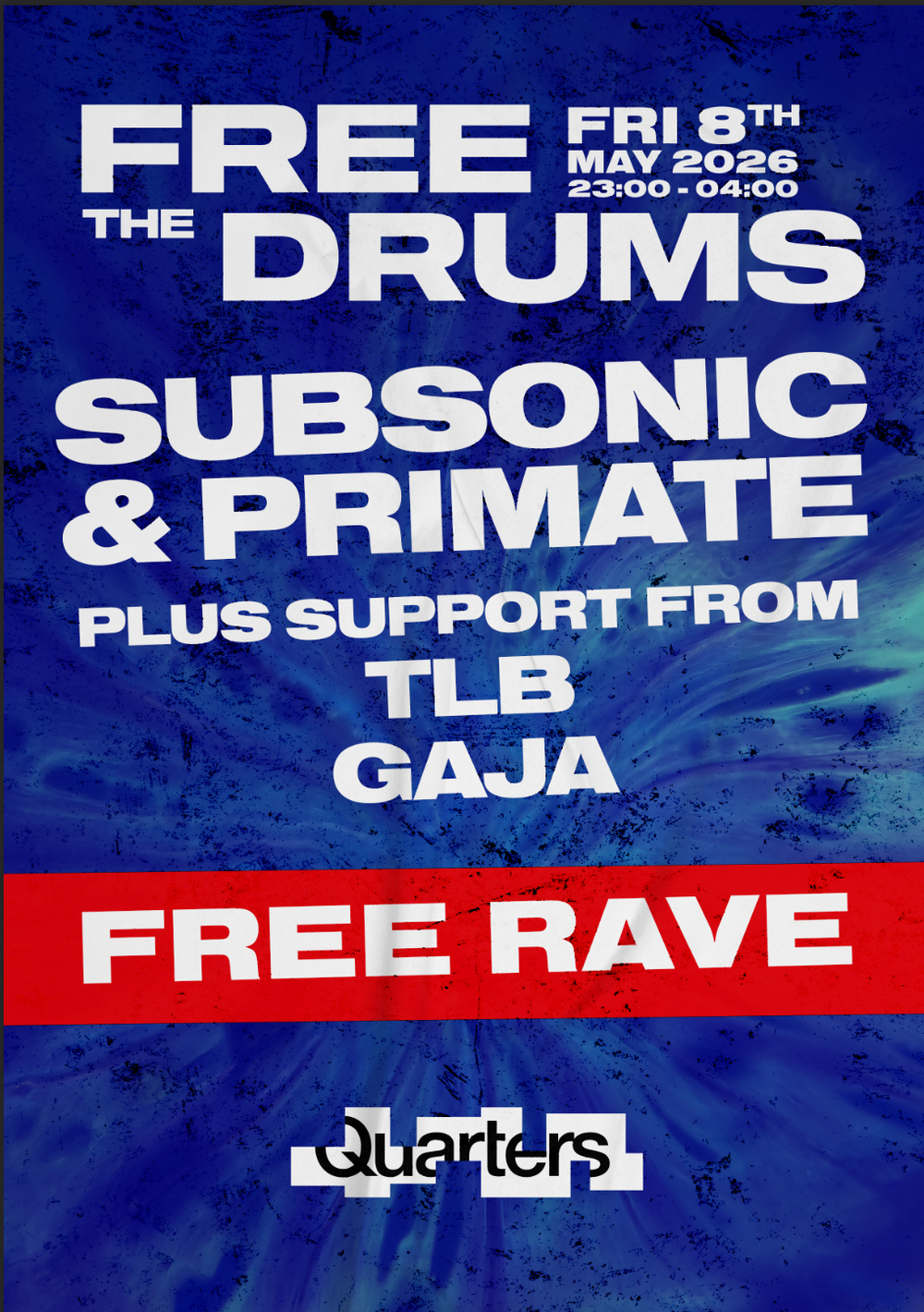 Flyer for FREE THE DRUMS