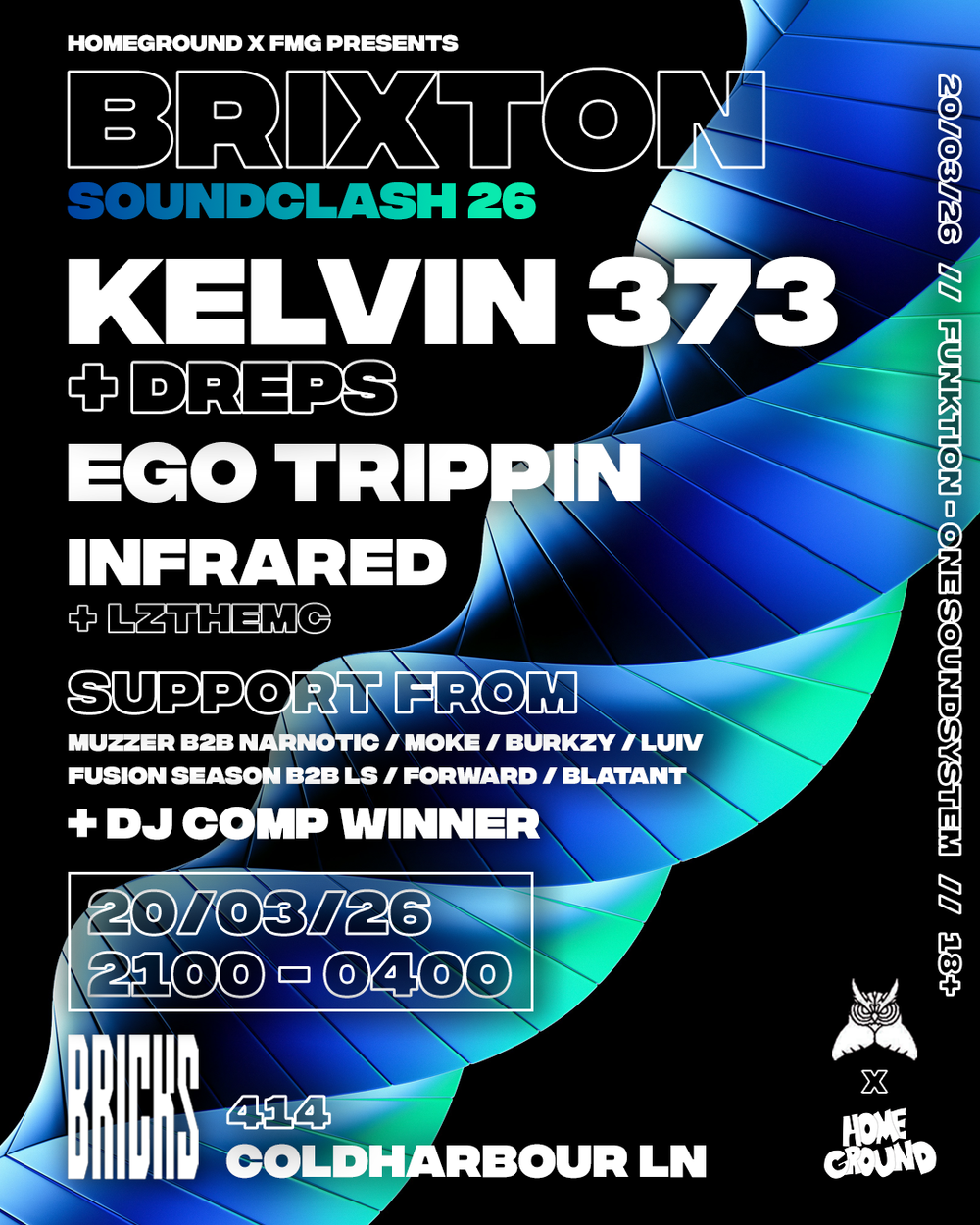 Flyer for Brixton Soundclash 26 W/ Kelvin 373, Dreps, Ego Trippin & More