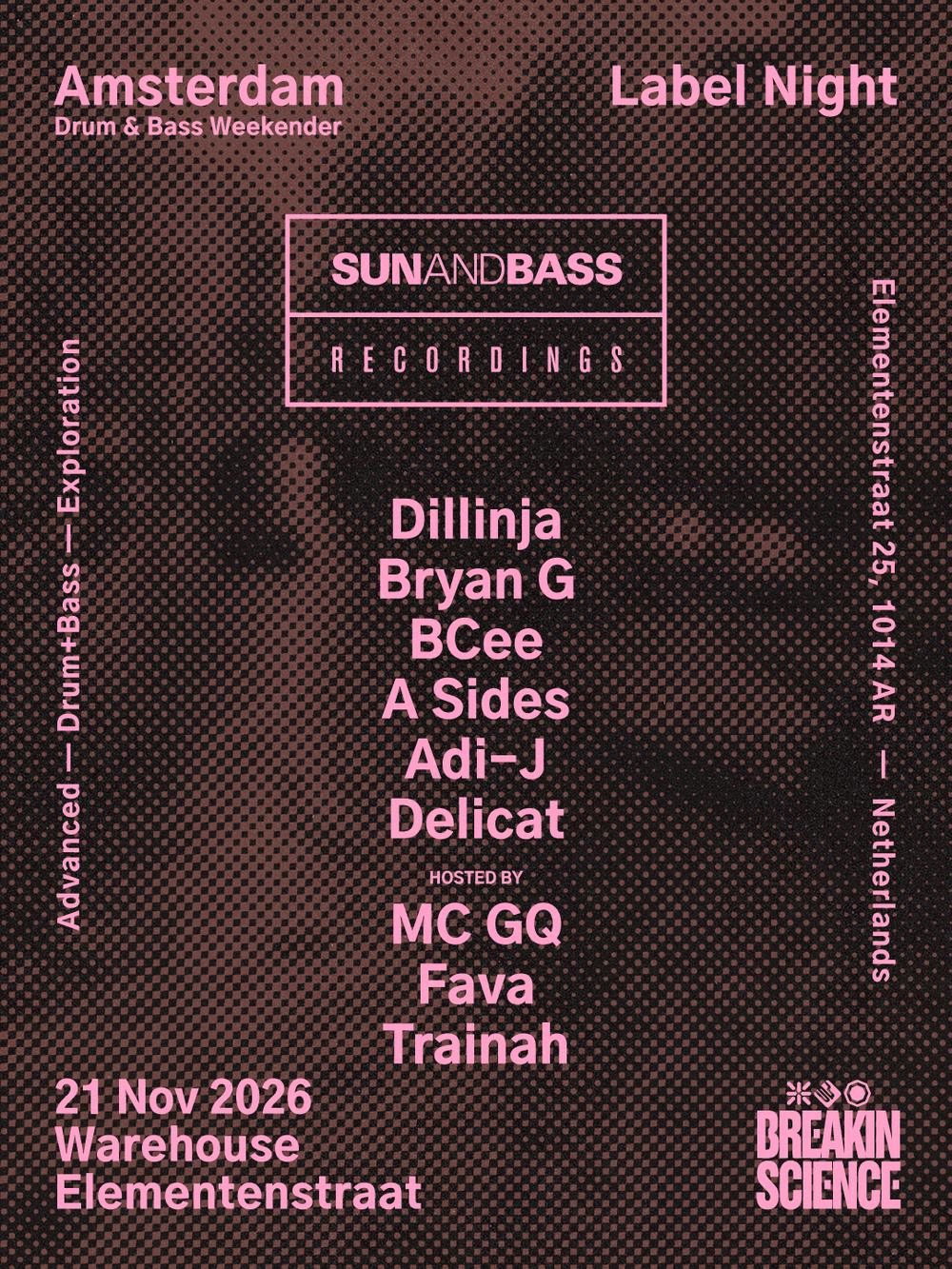 Flyer for SUNANDBASS Recordings Amsterdam