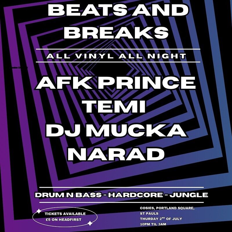 Flyer for Beats and Breaks (All vinyl jungle night)