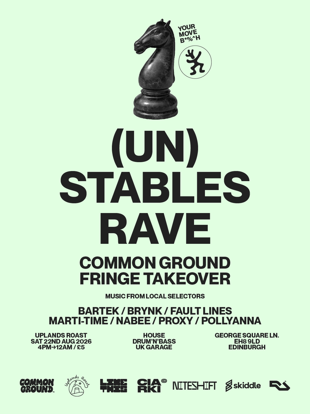 Flyer for Common Ground presents (UN) STABLES RAVE