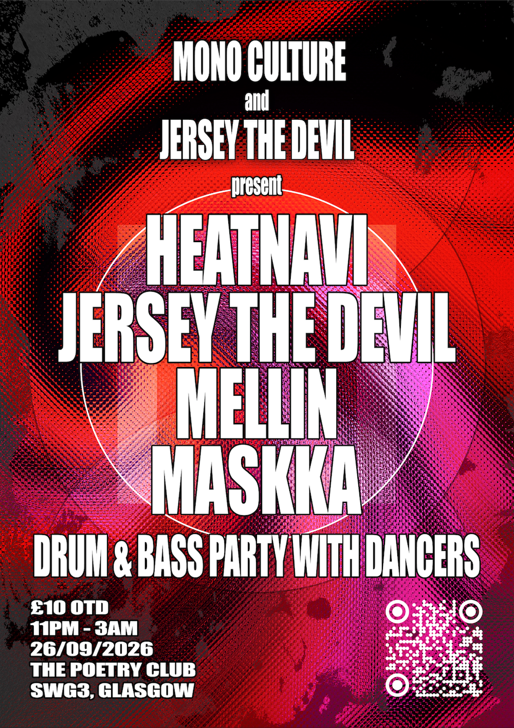 Flyer for Mono Culture & Jersey the Devil presents
