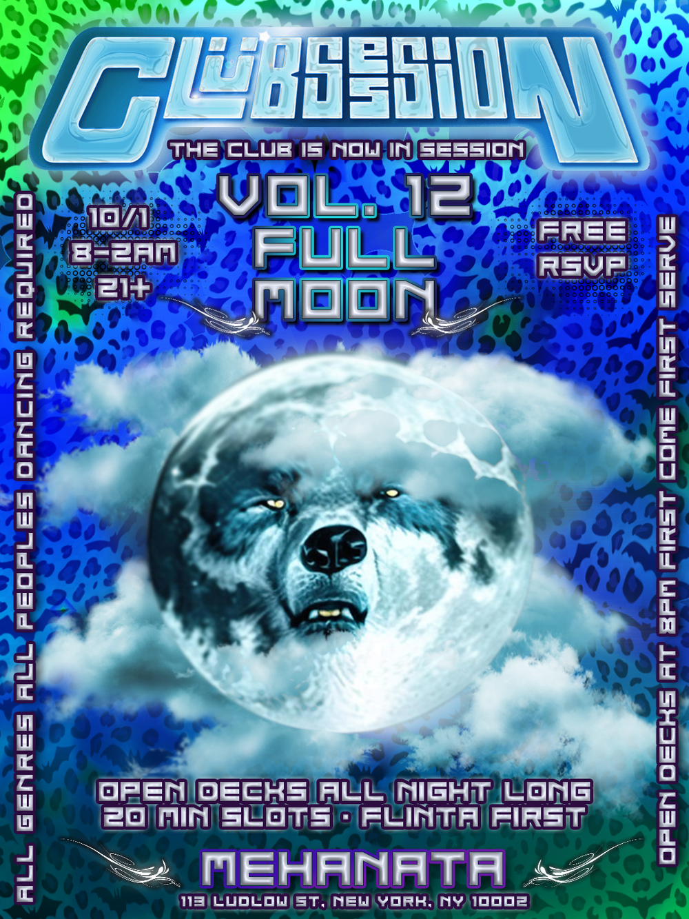 Flyer for CLÜBSESSION VOL. 12: FULL MOON
