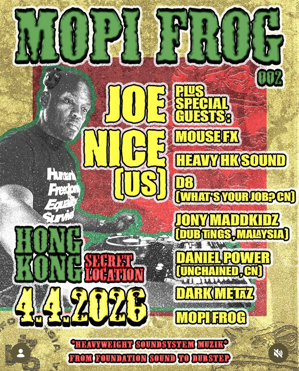 Flyer for Mopi Frog presents Joe Nice