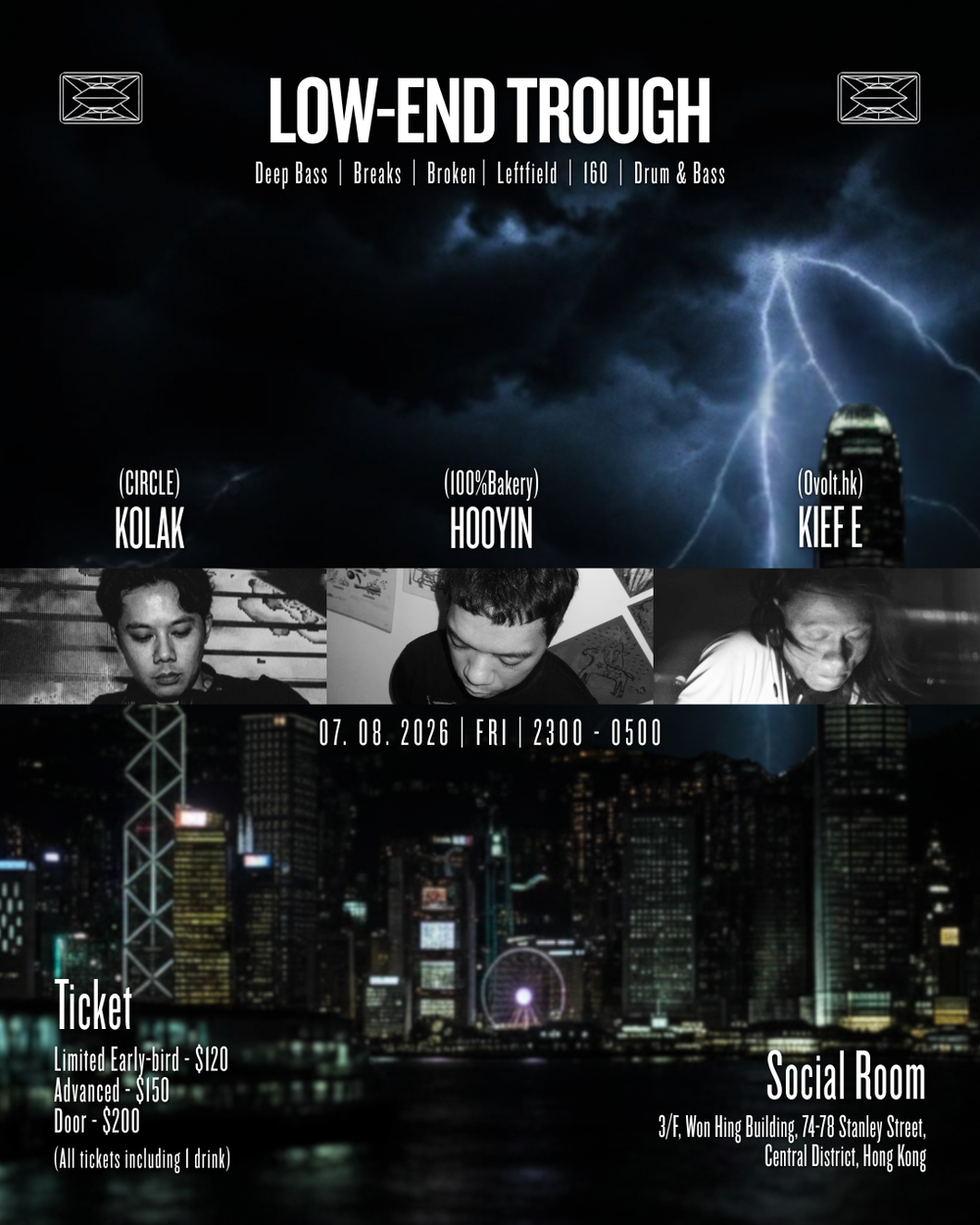 Flyer for LOW-END TROUGH: Deep Dark Bass Night