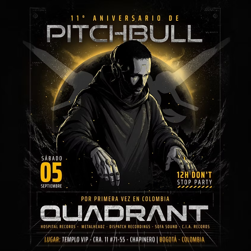 Flyer for 11 Aniversario de Pitchbull: Quadrant