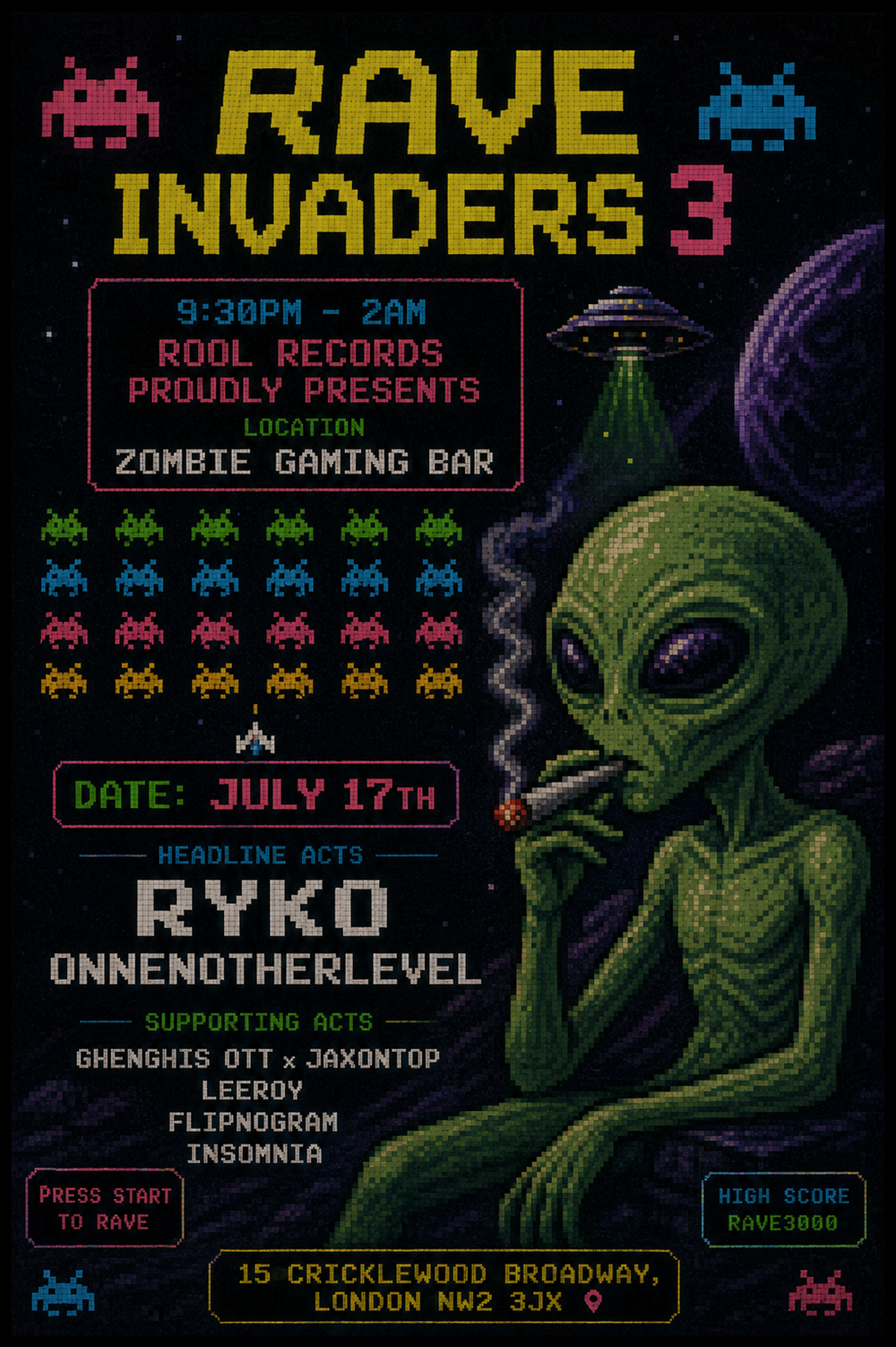 Flyer for RAVE INVADERS 3