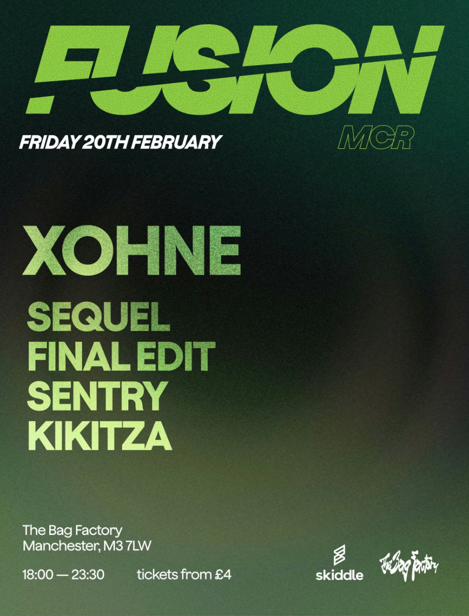 Flyer for FUSION Presents: XOHNE @ The Bag Factory
