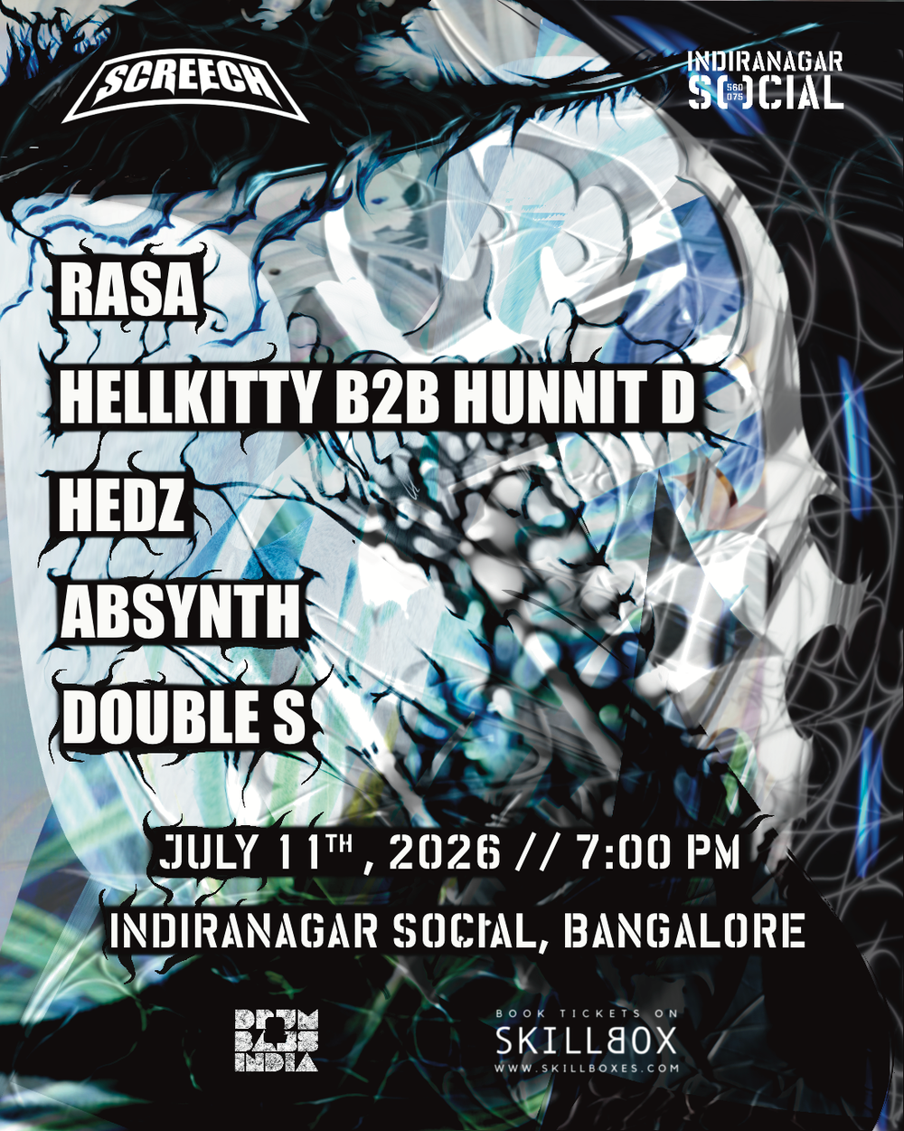 Flyer for SCREECH - RASA, Hellkitty, HUNNIT D, HEDZ, ABSYNTH & DOUBLE S