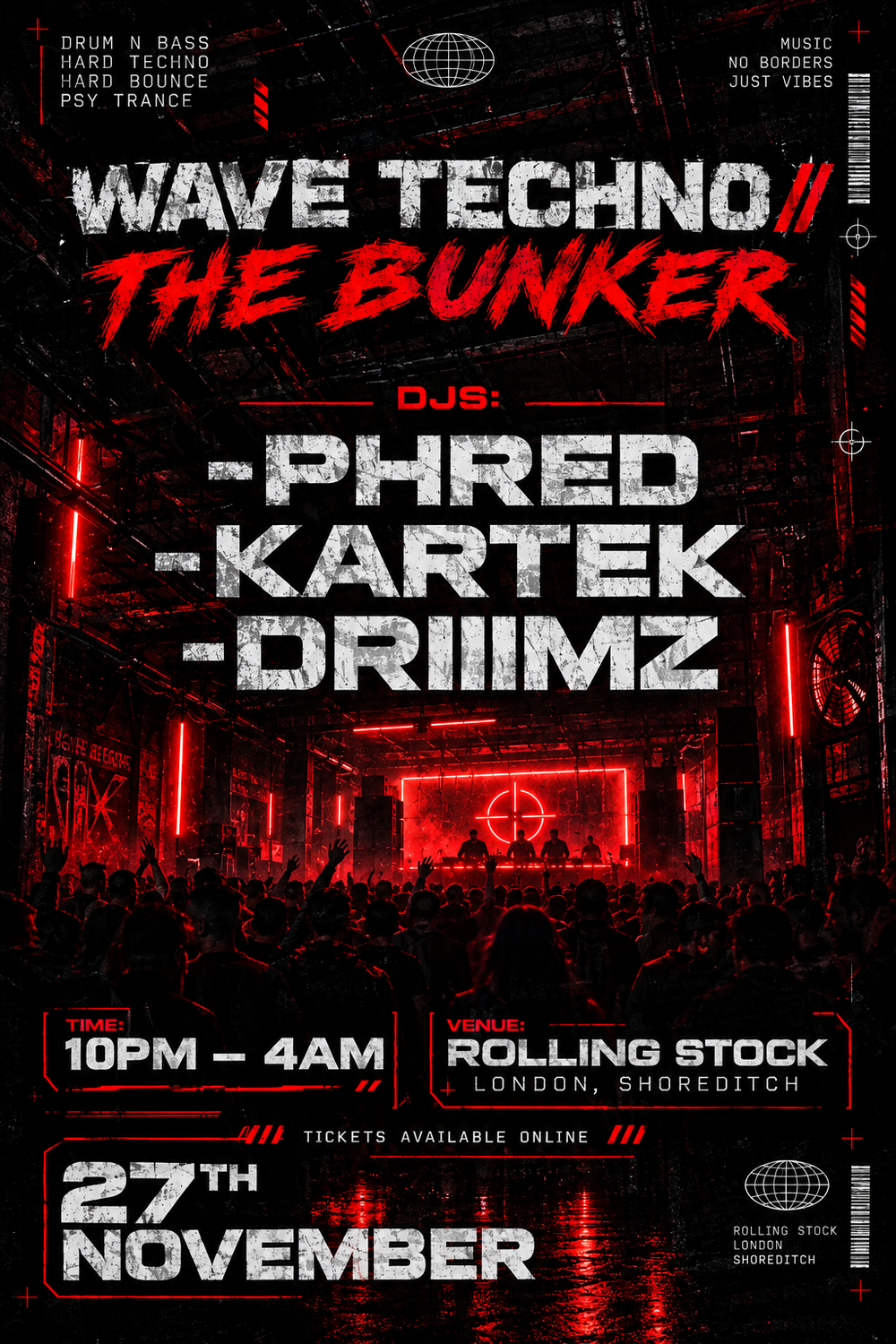 Flyer for Wave Techno - The Bunker