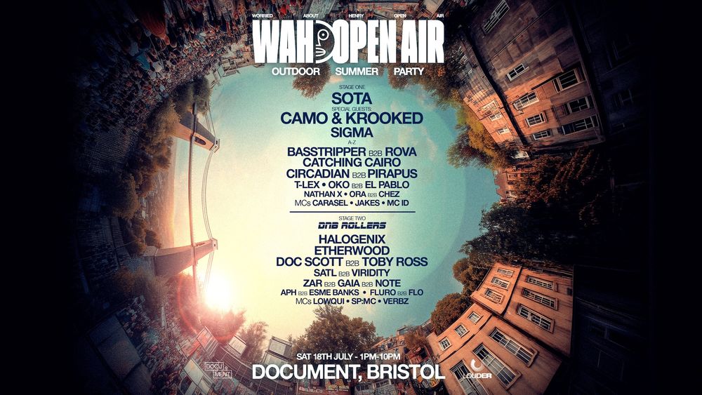 Flyer for WAH Open Air with Sota, Camo & Krooked, Sigma - Bristol