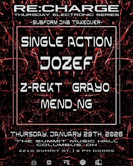 Flyer for RE:CHARGE - subform drum n bass takeover