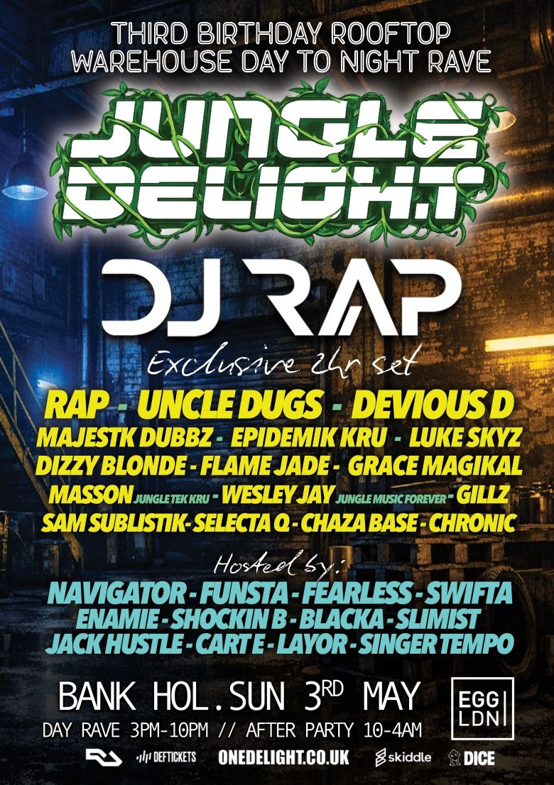 Flyer for Jungle Delight 3rd Birthday (Summer Rooftop Day Party), Tickets