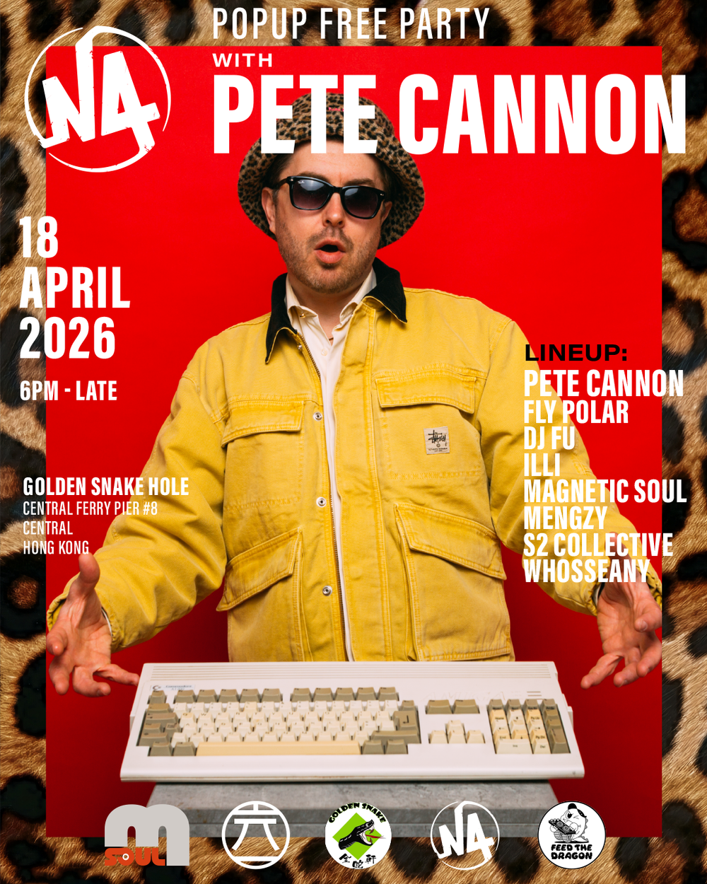 Flyer for N4 Popup Jungle Party featuring Pete Cannon