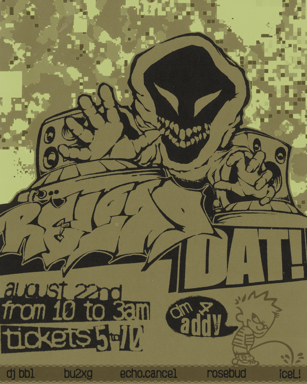 Flyer for bu2xg & DJ BBL present: Reload DAT! A Drum n Bass, Jungle, Grime Function