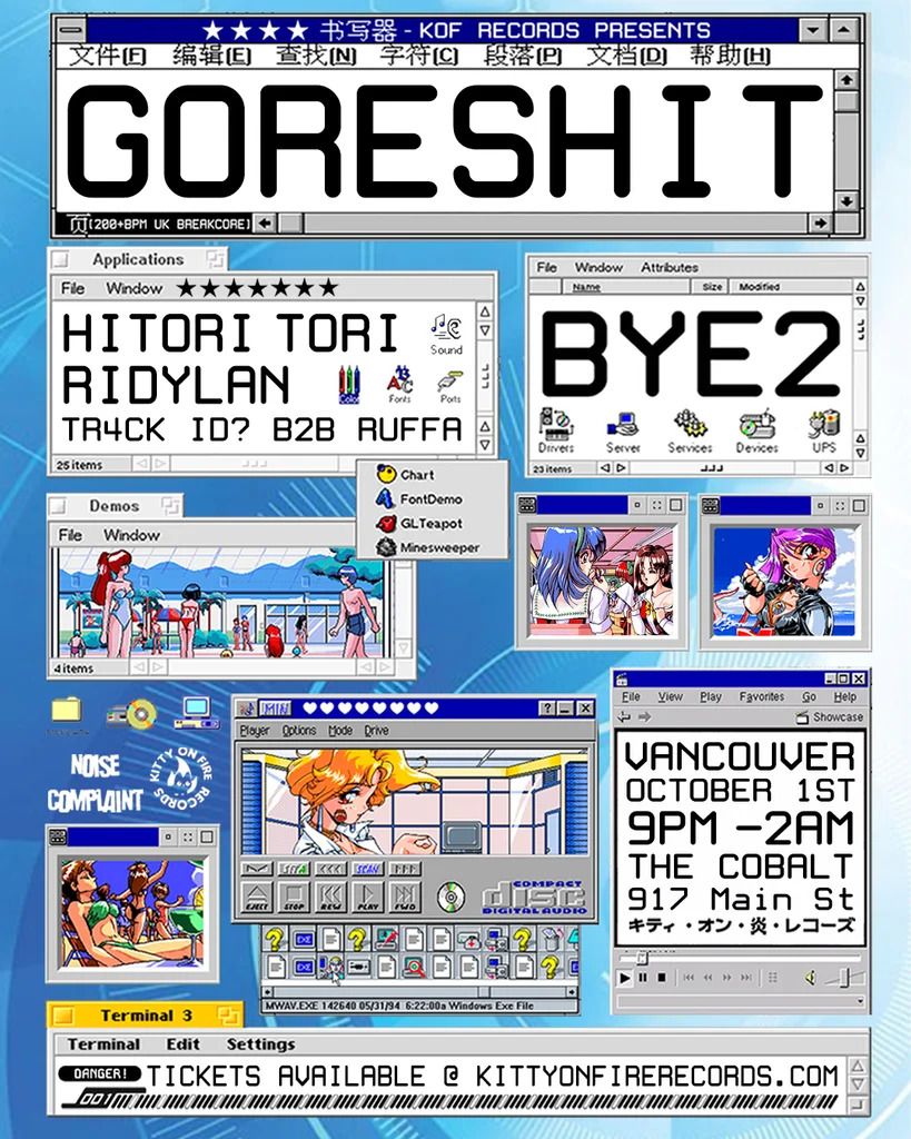 Flyer for goreshit & Bye2