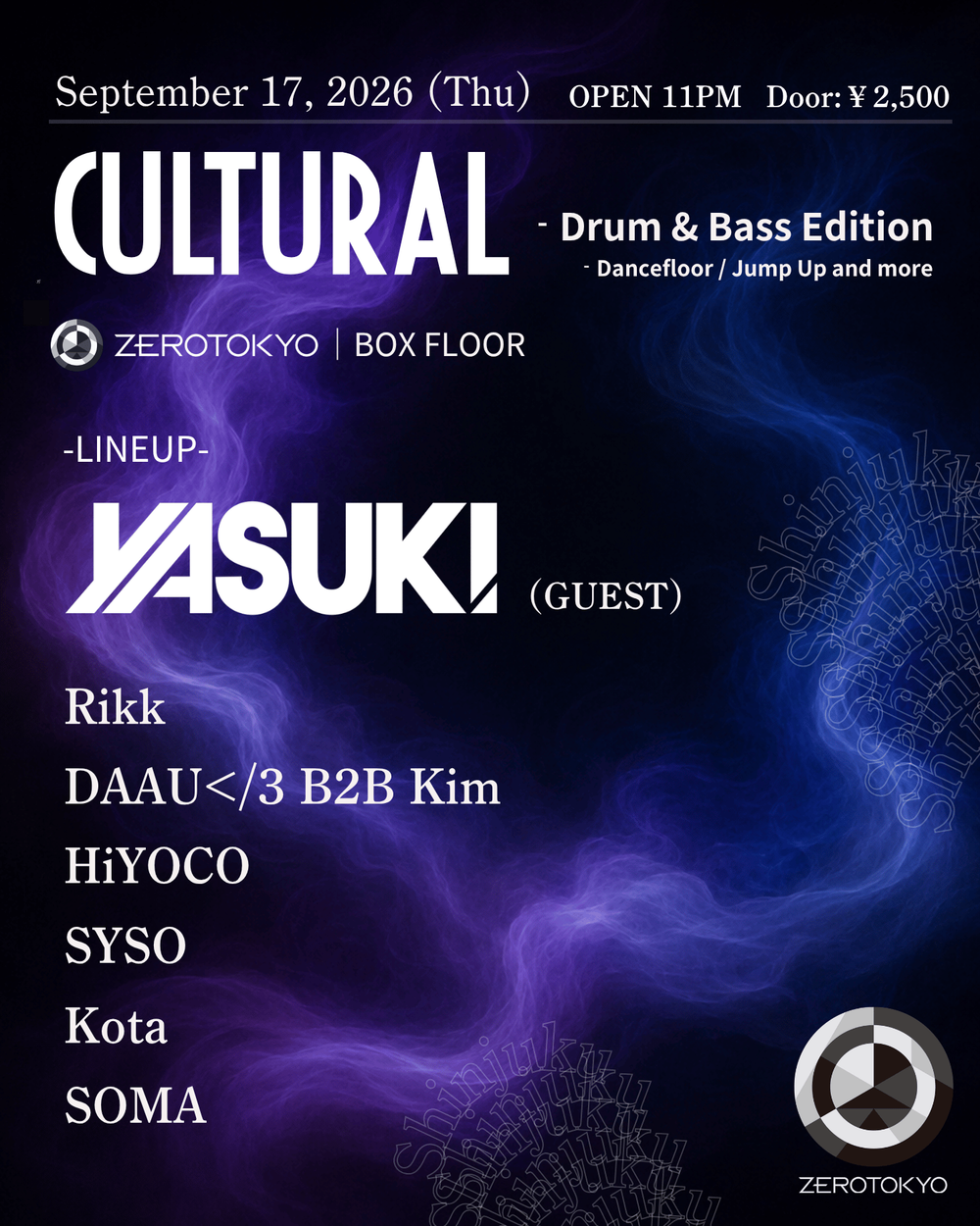 Flyer for Cultural【Drum & Bass】(Tokyo UK Music Party)