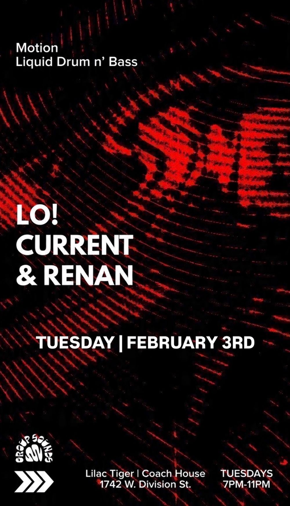 Flyer for MOTION / Weekly liquid DNB with Renan / LO! / Current