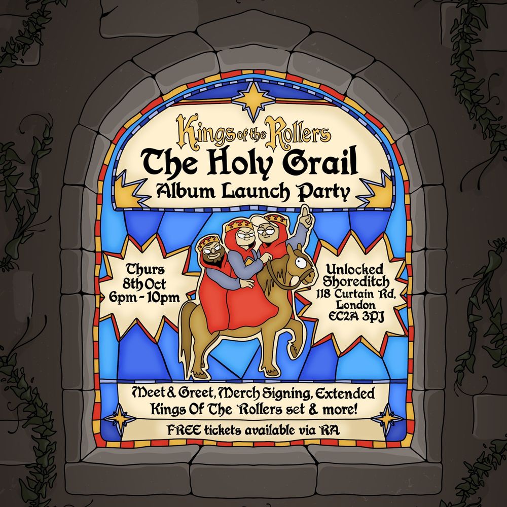 Flyer for Kings of the Rollers 'The Holy Grail' Album Launch