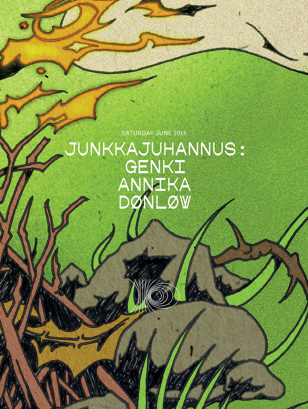 Flyer for Junkkajuhannus: Genki, Annika, Dønløw