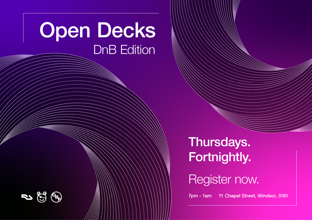 Flyer for Open Booth Foundation presents: Open Decks: Drum 'N' Bass Edition