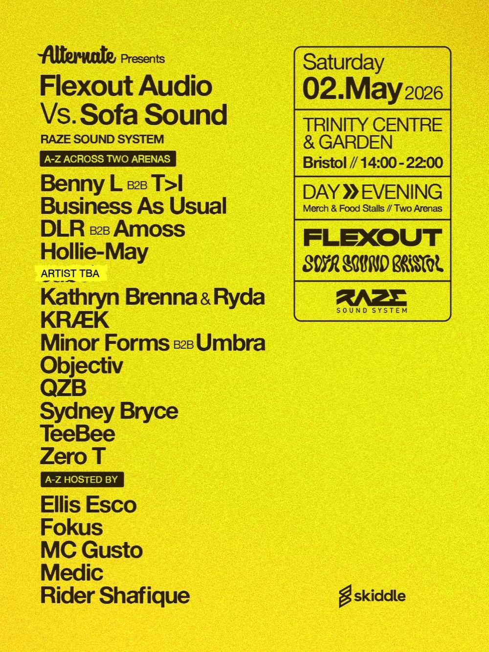 Flyer for Alternate presents: Flexout Audio vs Sofa Sound