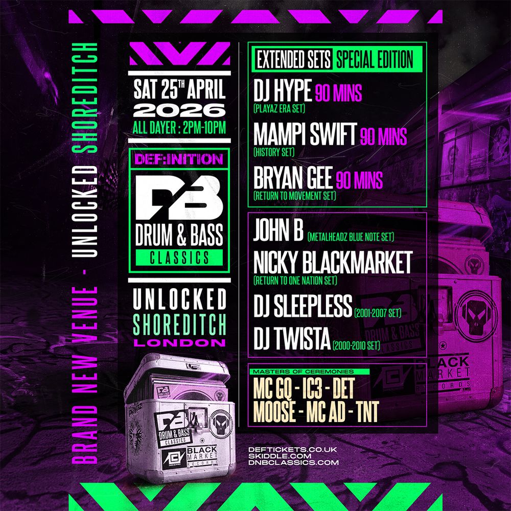 Flyer for Drum and Bass Classics London All Dayer