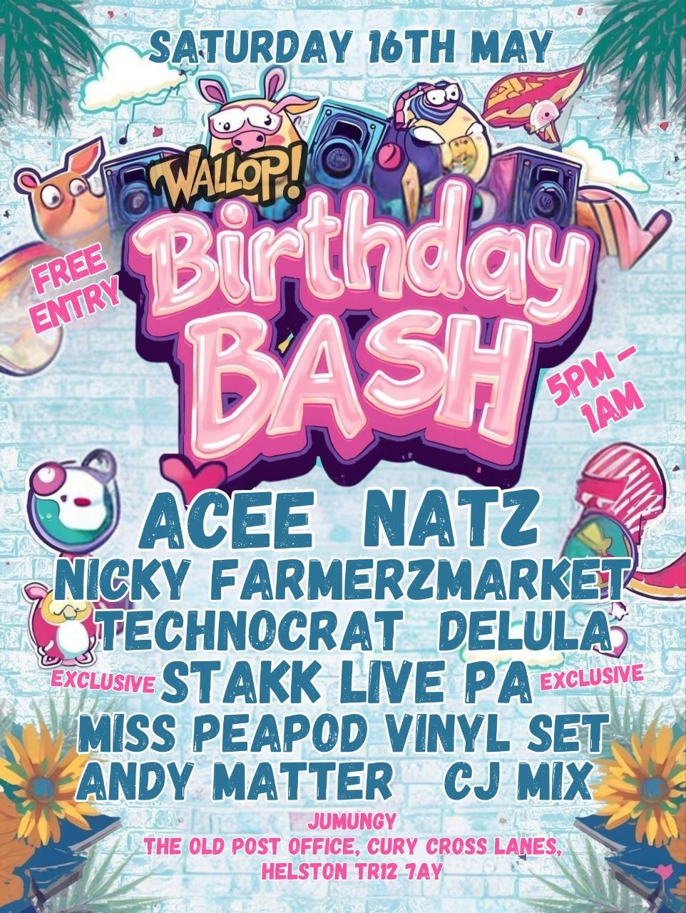 Flyer for Wallop! BIg Birthday Bash