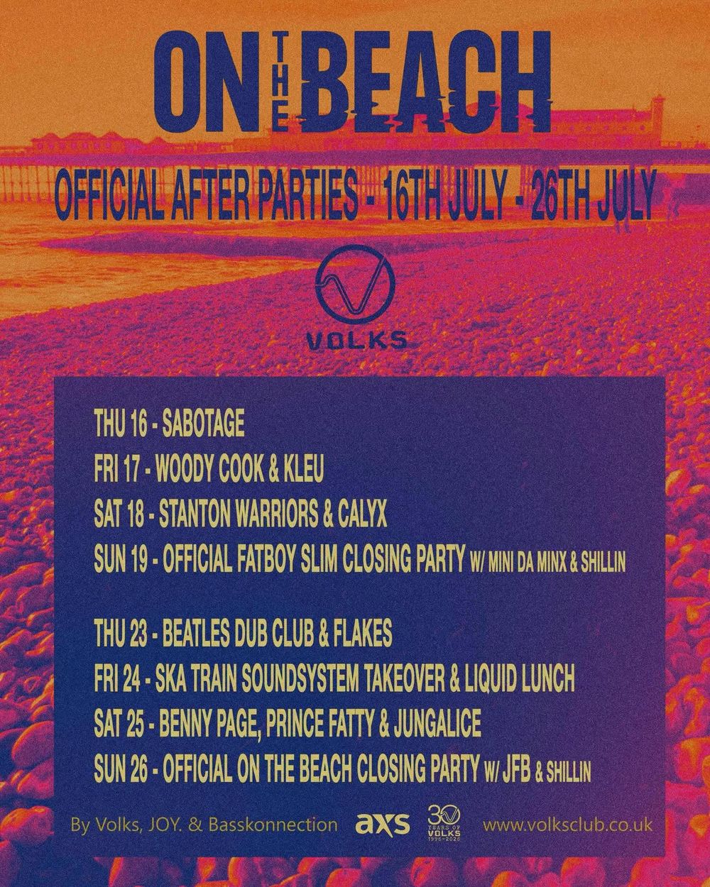 Flyer for On The Beach Official After Party: Beatles Dub Club & Flakes