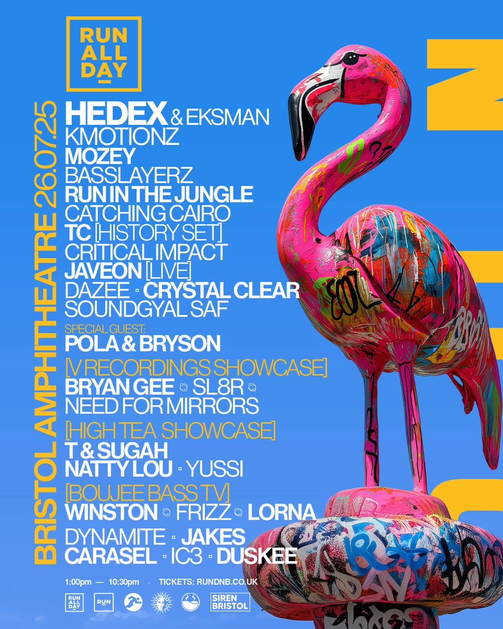 Flyer for Run All Day 2025 - Bristol Amphitheatre