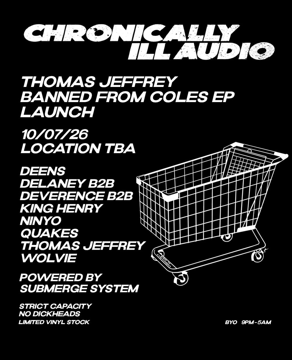 Flyer for THOMAS JEFFREY - BANNED FROM COLES EP LAUNCH
