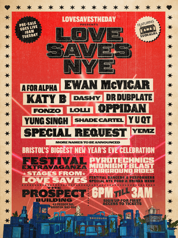 Flyer for Love Saves the Day presents: Love Saves NYE